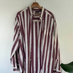 Vintage 90s/y2k Y.M. Club Striped Button Down Shirt - XL